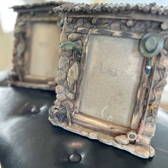2 for 1 - Rustic Ornate Picture Frames with Vintage Accents and Fishing Theme - Picture 1 of 10